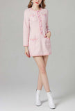 Luxury Single-breasted Pink Tweed Slim Mini Dress
