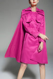 Solid Color Retro Over Knee Trench Coat