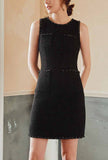 Spring/Autumn Tweed Sleeveless Vest Mini Dress