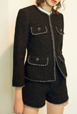 Classic Women Black Tweed Short Jacket