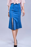 Embroidered Fishtail Slim Denim Skirt