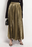 Golden Pleated High Waist Skirt