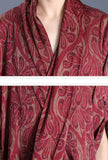 Silk Printed V-neck Loose-Fit Wrap Maxi Dress