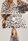 Slim-Fit Chest Pockets Leopard Print Blouse  