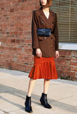 Vintage Slim-length Long-sleeved Woolen Coat