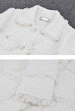 Vintage White Color Tweed Tassels Coat