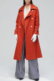 Waist Belted Double Breasted Long Trench Coat
