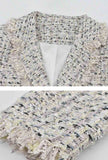 Women Classic Tweed Tassels Lapel Jacket