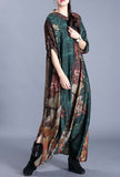 100% Silk Loose-Fit Floral Print Maxi Dress