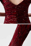 V-neck Sequin Sheath Midi Cocktail Dress