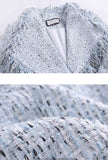 Lapel Collar White Tassels White Tweed Jacket