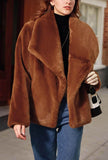 Luxury Winter Lapel Collar Faux Fur Coat