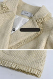 Spring Lapel Collar Fringed Tweed Jacket