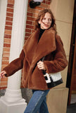 Luxury Winter Lapel Collar Faux Fur Coat