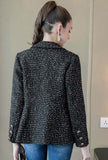 Plus Size Loose Shape Women's Black Tweed Blazer
