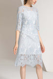 Solid Color Hollow Out Lace A-line Midi Dress