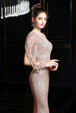 V-neck Fishtail Shiny Sequin Prom Dress
