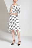 Polka Dots Back Zipper Half Sleeve Midi Dress