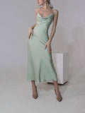 Long Elegant Satin Sling Slim-fit Dress