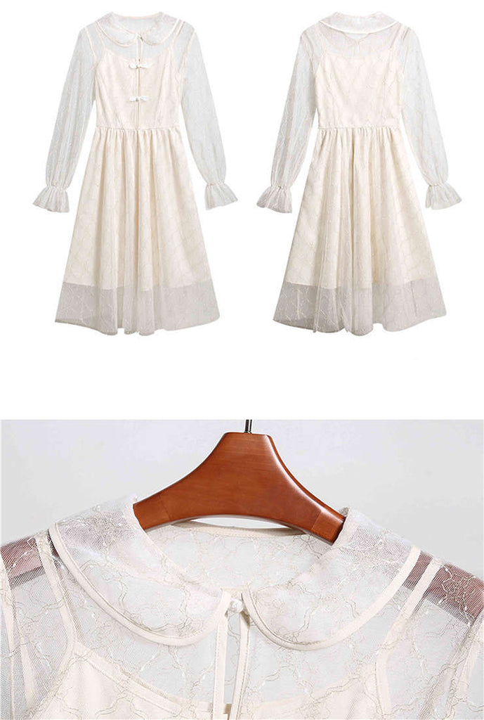 Cheongsam Style High Waist Mesh Midi Dress