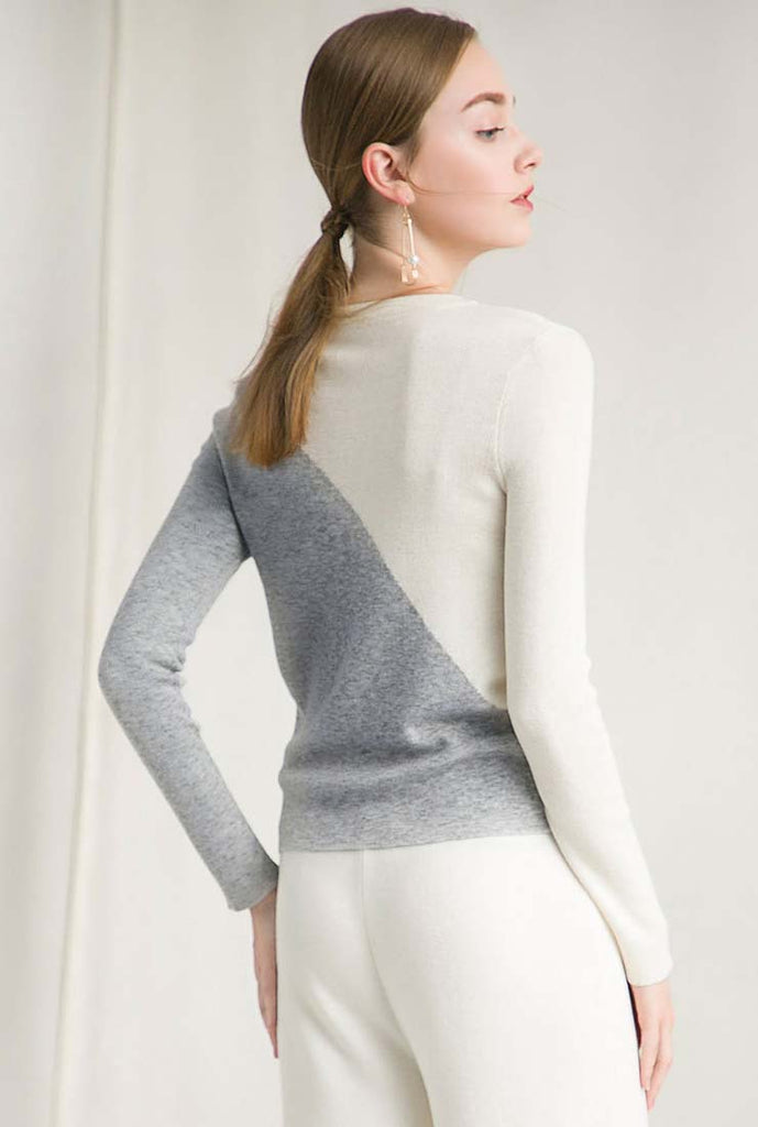 Contrast Color Pullover Knit Layering Top
