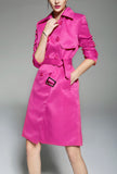 Solid Color Retro Over Knee Trench Coat