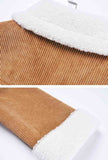Wool Blend Lapel Collar Mid-length Corduroy Jacket