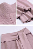 Wool Blend Knit Wide Leg Straight Pants