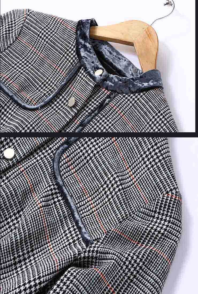 A-line Plaid High Waist Shirt Midi Dress