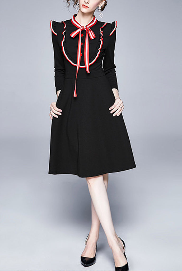 A-line Slim-fit Midi Dress With Ruffled