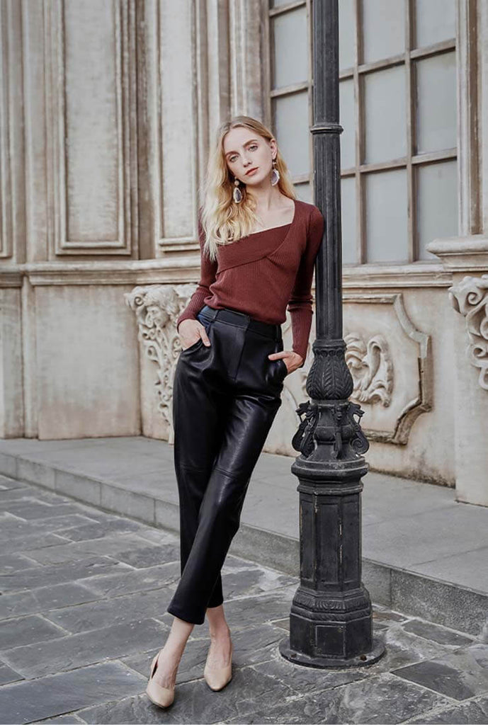 Autumn And Winter Nine-point Leather Pants