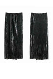 Black Sequin Tassel Long Skirt