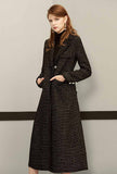 Black Tweed Vintage Long Trench Coat