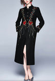 Black Vintage Luxury Embroidery Long Coat
