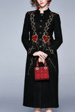 Black Vintage Luxury Embroidery Long Coat