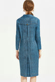 Blue Denim Print Long Jacket
