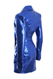 Bright Blue Leather Blazer Mini Dress