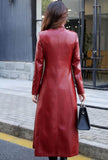 Casual Leather Mid-length Trench Coat