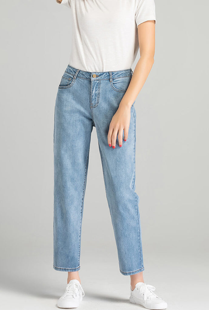 Casual Slim Cropped Straight Jeans