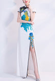 Cheongsam Style Floral Embroidered Formal Prom Dress