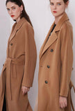 Classic Camel Belted Double-faced Wool Long Coat