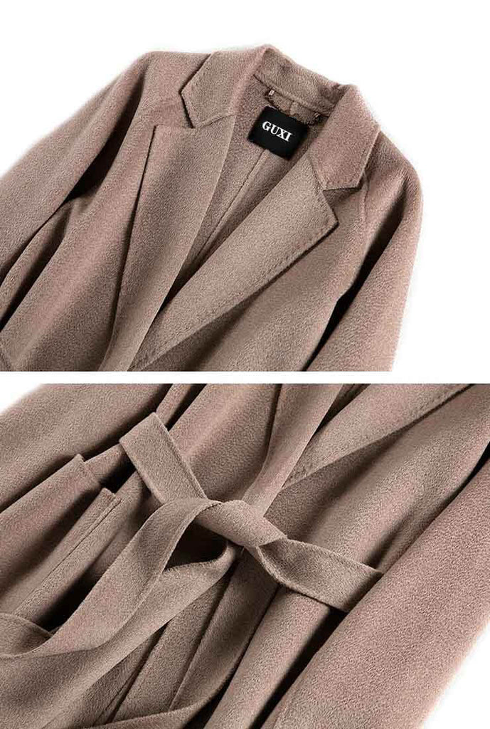 Classic Cashmere & Wool Belted Long Wrap Coat