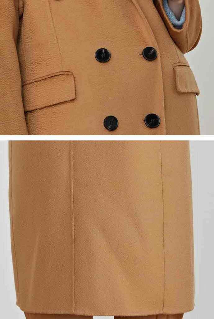 Classic Double-Breasted Reversible Cashmere Wool Long Coat