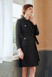 Classic Mid-length Tweed Black Coat
