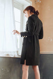 Classic Mid-length Tweed Black Coat