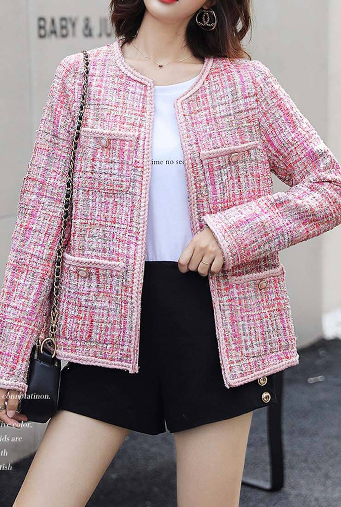 Classic Pink Tweed Short Jacket