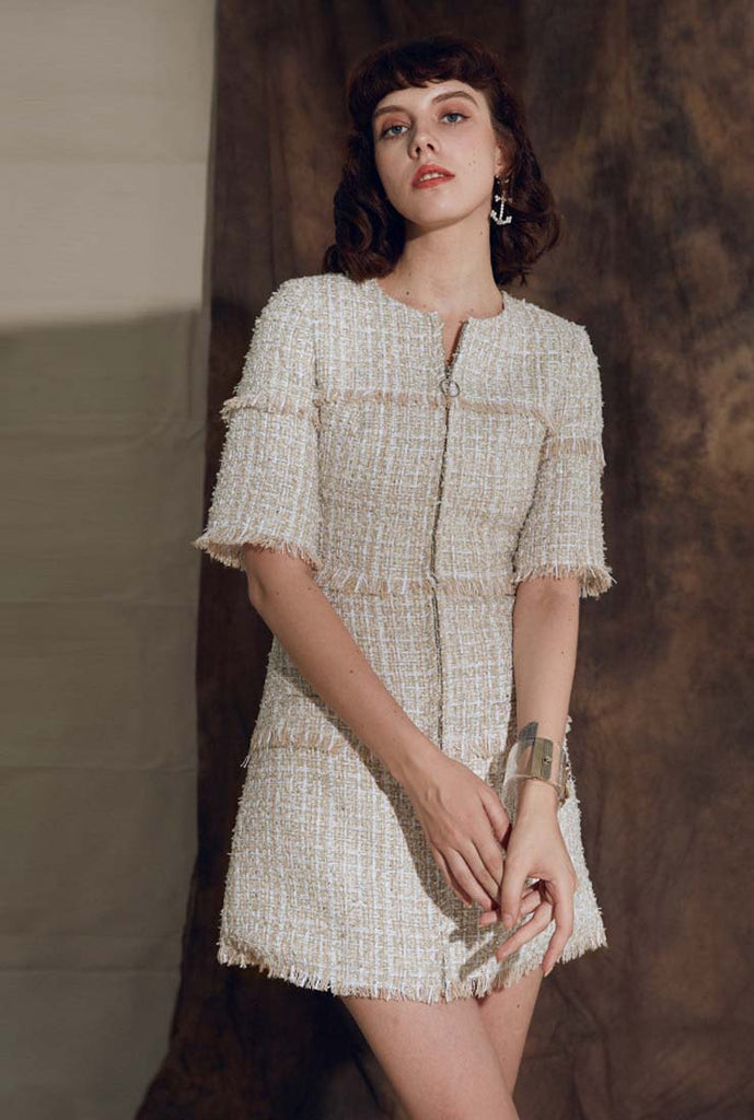 Classic Tweed Slim-fit A-line Mini Dress