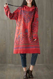 Cotton Floral Hoodies Sweatshirts Dress