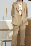Double-Button Blazer & Straight-Leg Stretch Pants Suits