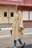 Double-breasted Cloak Khaki Loose Trench Coat